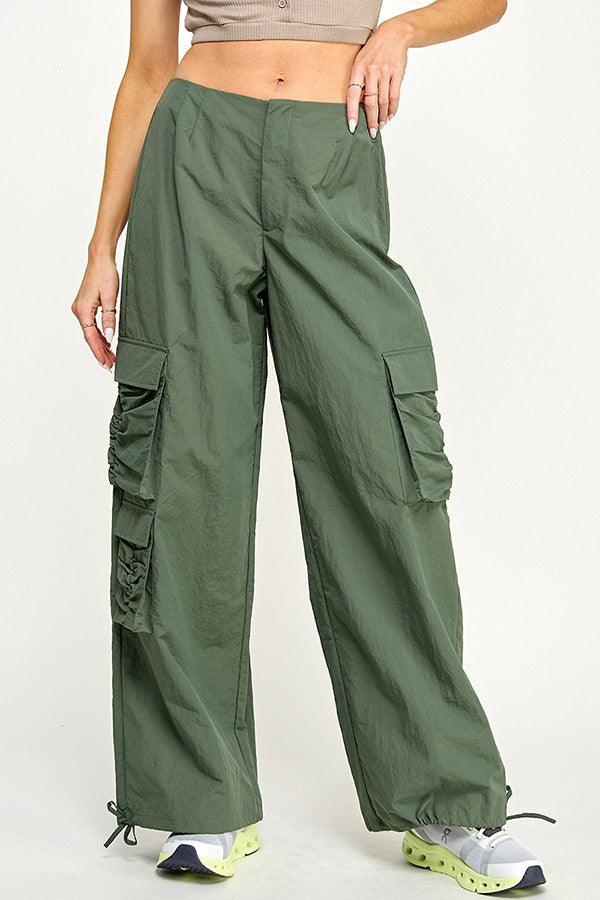 Perry Parachute Pant In Olive - PRINZZESA BOUTIQUE