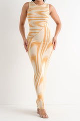 Adaire Wave Pattern Maxi Dress - PRINZZESA BOUTIQUE
