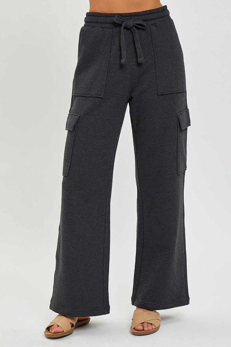 Riley Wide Leg Cargo Washed Black - PRINZZESA BOUTIQUE