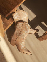 The Bailey Apricot Embroidered Cowboy Bootie - PRINZZESA BOUTIQUE