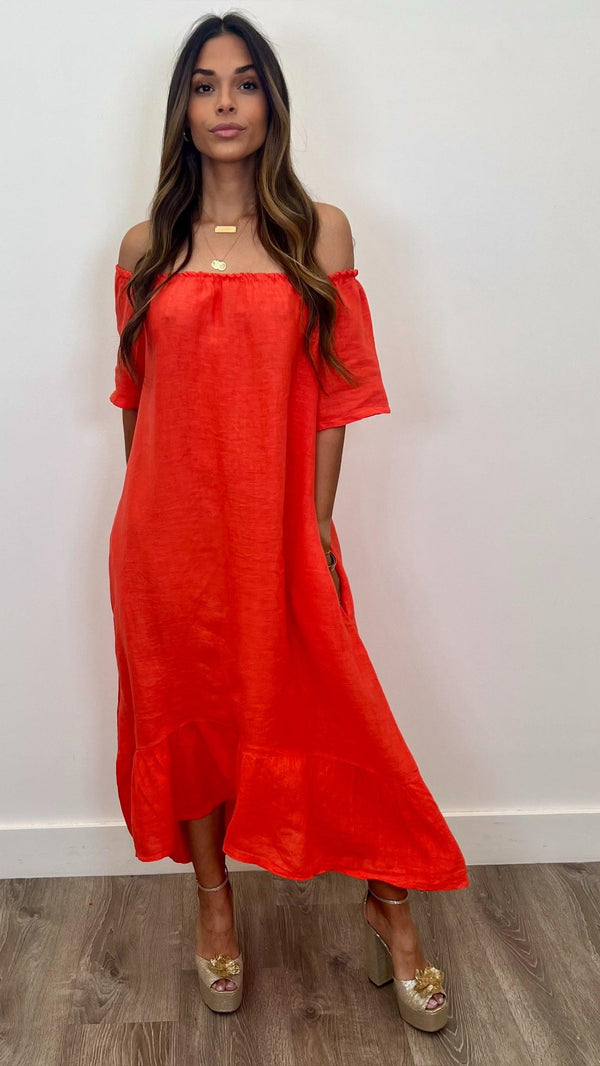 Caterina Linen Maxi Dress - PRINZZESA BOUTIQUE