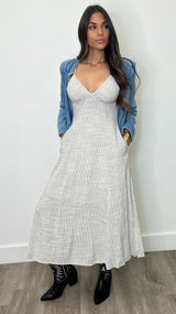 Reed Natural Striped Linen Maxi Dress