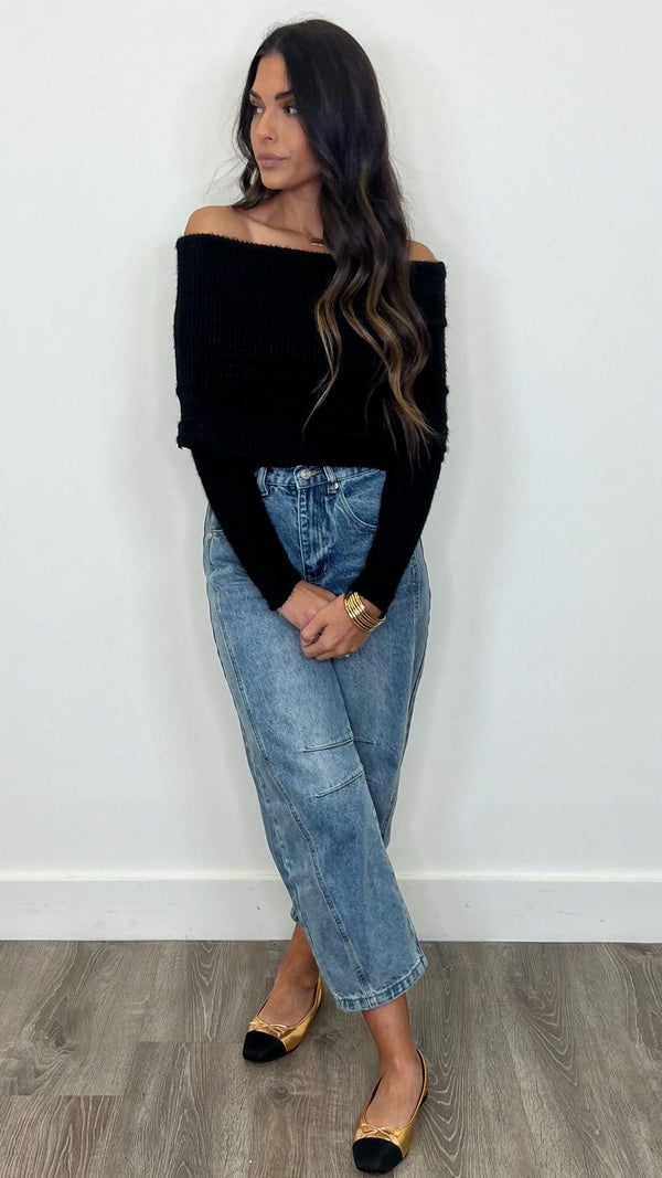 Natalee Black Fuzzy Top - PRINZZESA BOUTIQUE