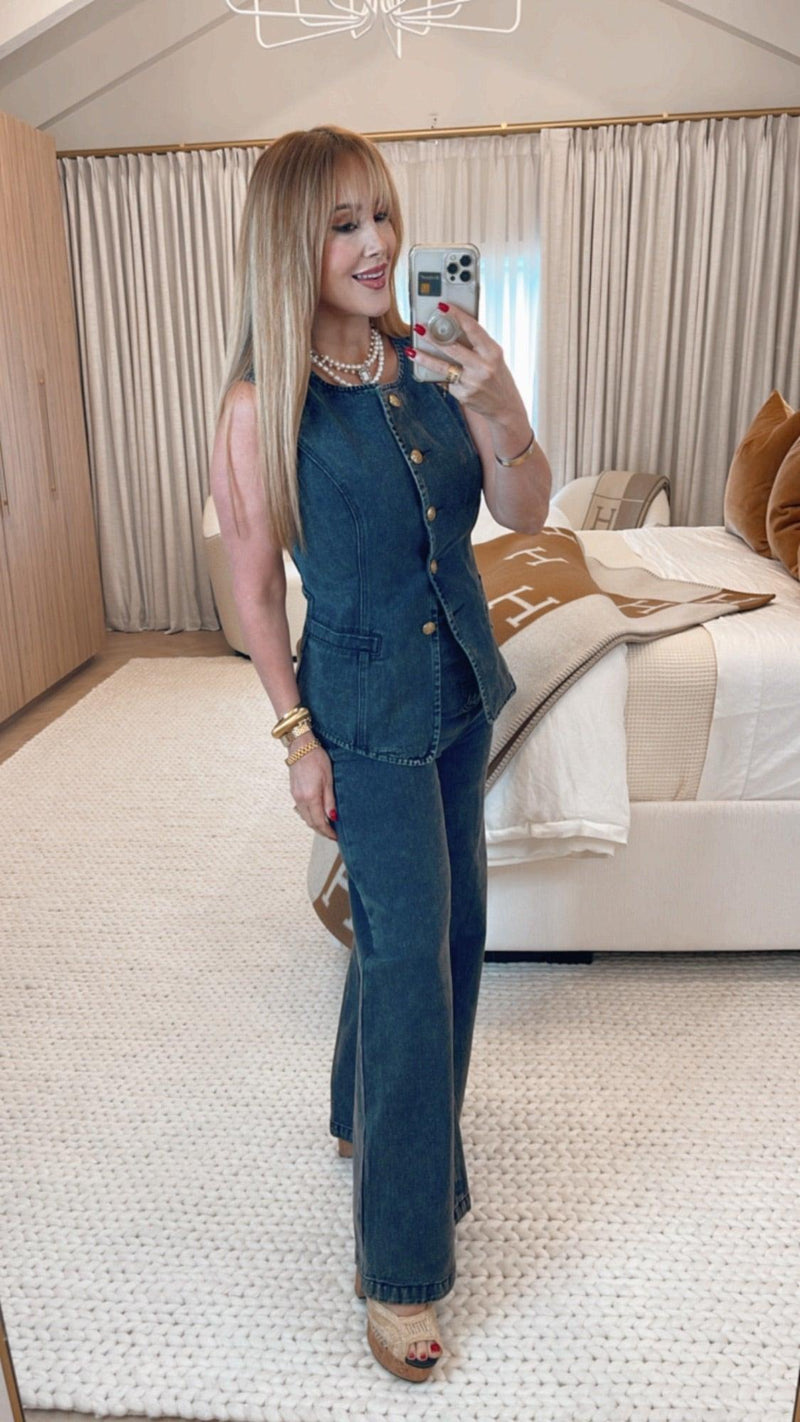 Amroy Black Denim Vest - PRINZZESA BOUTIQUE