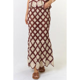 White Lotus Brown Cream Maxi Skirt - PRINZZESA BOUTIQUE