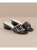 The Tucson Black Low Heel with Bamboo Buckle - PRINZZESA BOUTIQUE