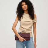 Ada Top Handle Woven East West Clutch Crossbody Wine - PRINZZESA BOUTIQUE