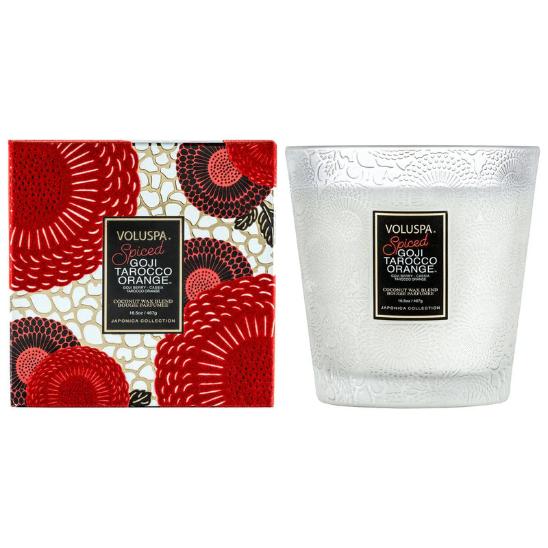 2 WICK 16.5 OZ HEARTH CANDLE SPICED GOJI TAROCCO ORANGE - PRINZZESA BOUTIQUE
