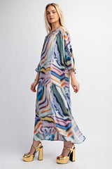 Pull Over Boat Neck Printed Maxi Dress