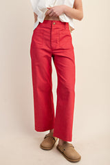 Ankle Cropped Summer Pants in Raspberry