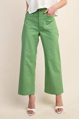 Ankle Cropped Summer Pants in Apple Green