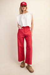 Ankle Cropped Summer Pants in Raspberry