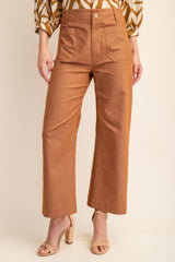 Ankle Cropped Summer Pants in Brown