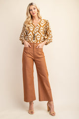 Ankle Cropped Summer Pants in Brown