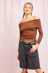 Daphne Root Beer Knit Top