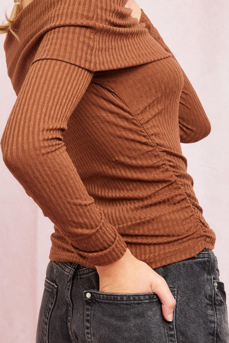Daphne Root Beer Knit Top