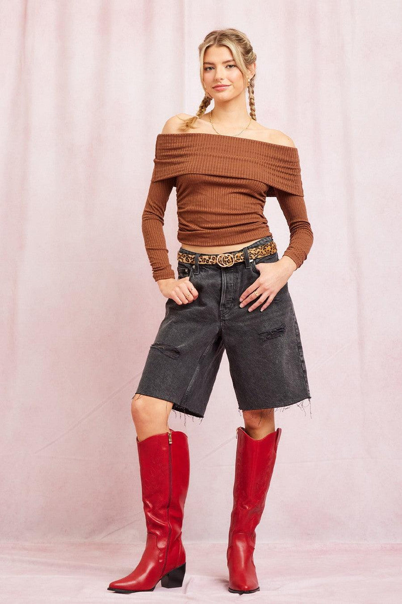 Daphne Root Beer Knit Top