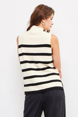 Senara Natural Black High Neck Top - PRINZZESA BOUTIQUE