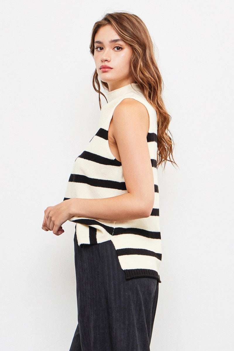 Senara Natural Black High Neck Top - PRINZZESA BOUTIQUE