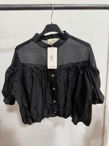 Puff Sleeve Italian Blouse in Black