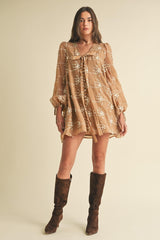 Gigi Embroidered Long Sleeve Mini Dress - PRINZZESA BOUTIQUE