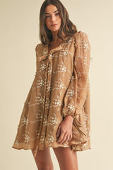 Gigi Embroidered Long Sleeve Mini Dress - PRINZZESA BOUTIQUE