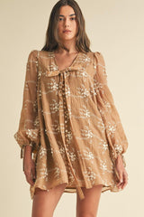 Gigi Embroidered Long Sleeve Mini Dress - PRINZZESA BOUTIQUE