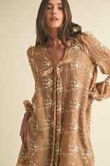 Gigi Embroidered Long Sleeve Mini Dress - PRINZZESA BOUTIQUE