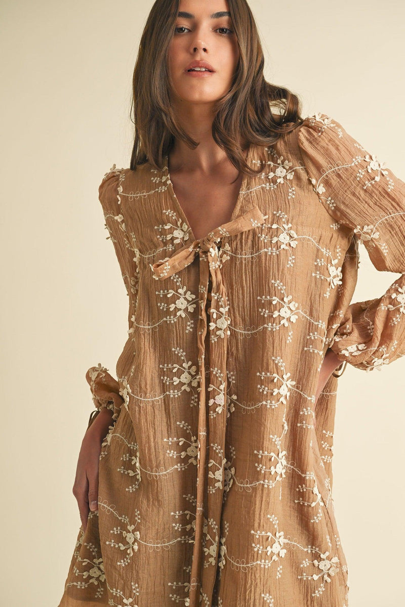 Gigi Embroidered Long Sleeve Mini Dress - PRINZZESA BOUTIQUE