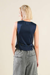 Demitra Striped Navy Vest - PRINZZESA BOUTIQUE