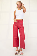 Raspberyy Cropped Wide Leg Pants