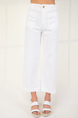 Ankle Cropped Summer Pants in Off White