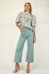 Ankle Cropped Summer Pants in Seafoam
