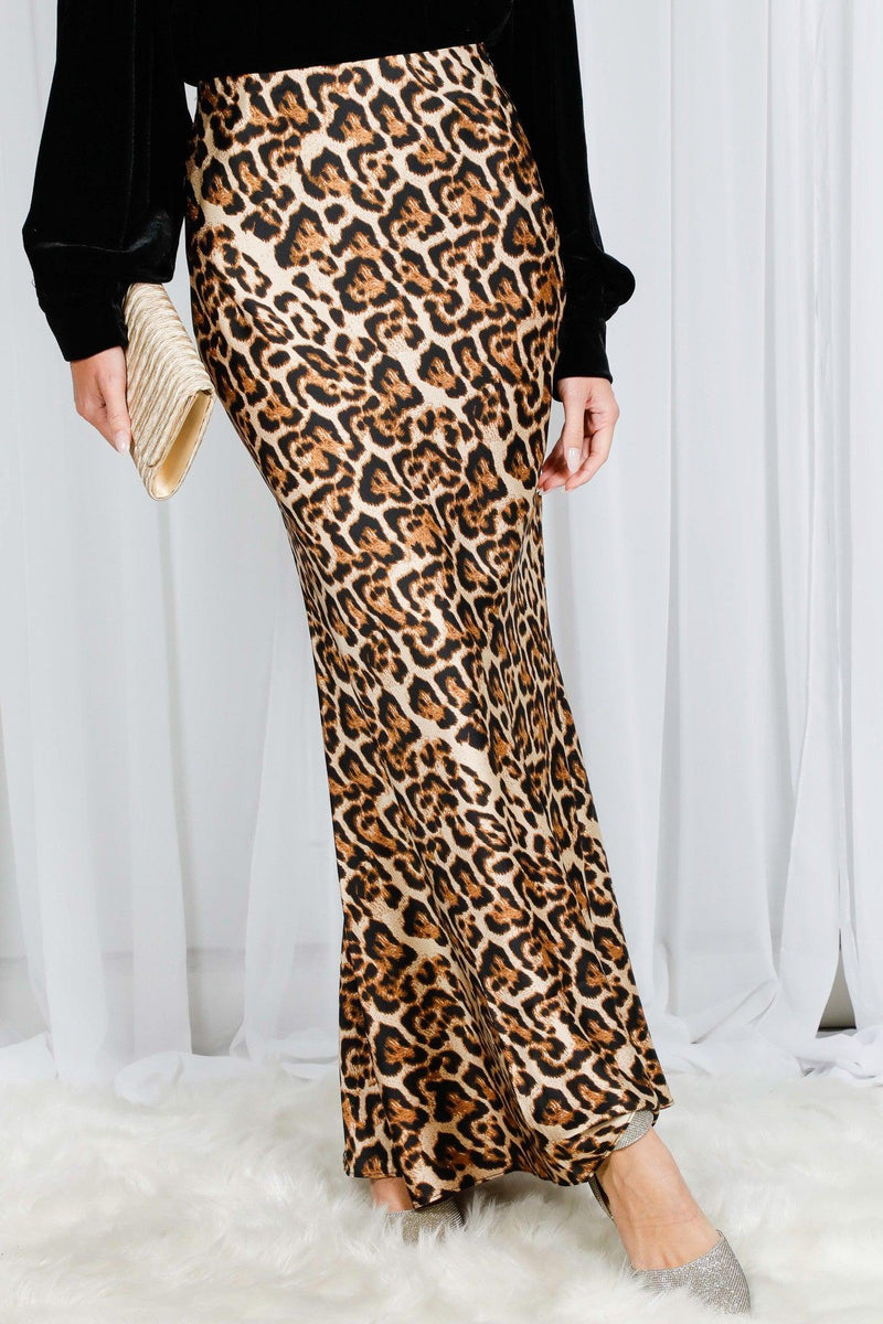 Gracie Brown Animal Print Maxi Skirt - PRINZZESA BOUTIQUE