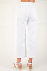 Ankle Cropped Summer Pants in Off White