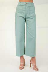 Ankle Cropped Summer Pants in Seafoam