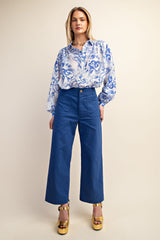 Ankle Cropped Summer Pants in Royal Blue