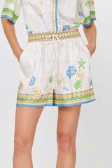 Coastal Print Button Down Short Set