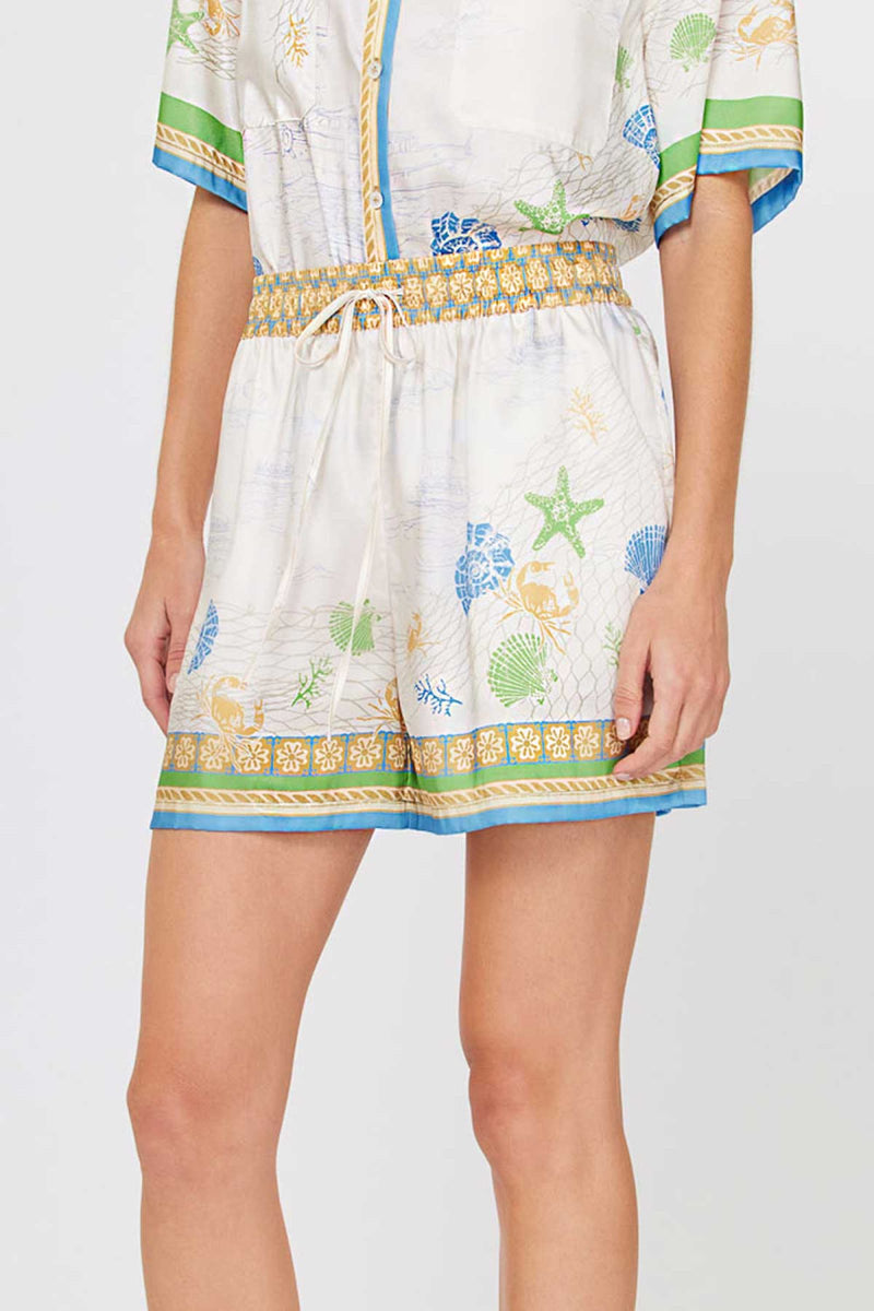 Coastal Print Button Down Short Set