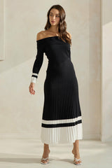 Noir Elegance Off-Shoulder Knit Dress - PRINZZESA BOUTIQUE