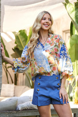 Floral Printed Button Down Top