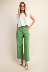 Ankle Cropped Summer Pants in Apple Green