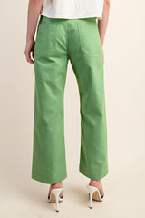 Ankle Cropped Summer Pants in Apple Green