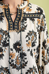 Autumn Floral Fall Print 3/4 Length Sleeve Blouse