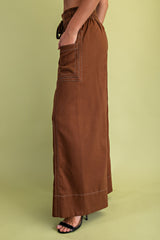 Walnut Linen Wide Leg Pants