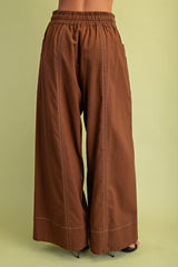 Walnut Linen Wide Leg Pants