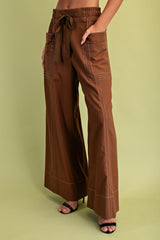 Walnut Linen Wide Leg Pants