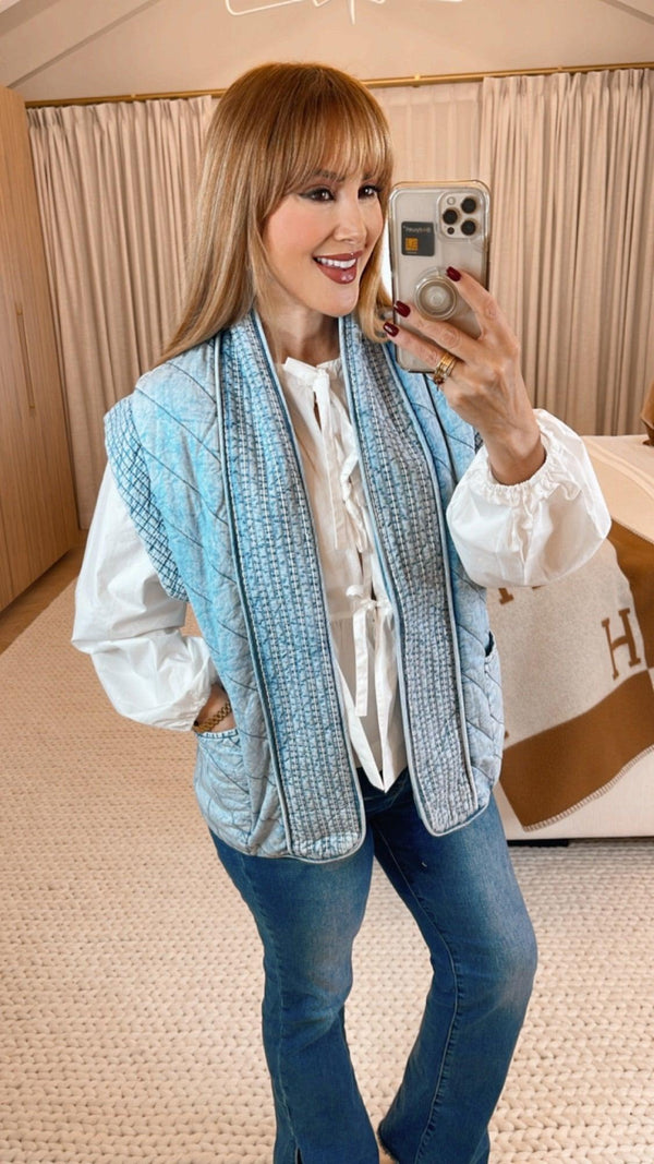Mary Denim Vest - PRINZZESA BOUTIQUE