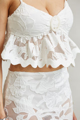 Floral Crochet Lace Top Skirt 2-pc Set
