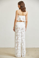 Floral Crochet Lace Top Skirt 2-pc Set
